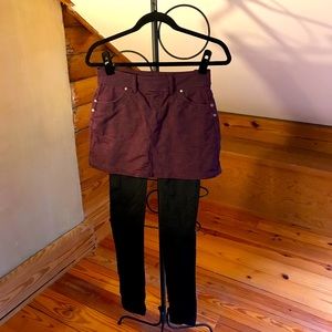Athleta Maroon Black Skirt Leggings Combo, EUC XST